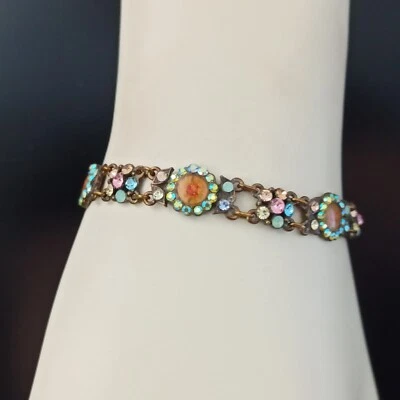 Michal Negrin Bracelet Colorful Pastel Dainty Floral With AB Swarovski Crystals - Image 1 of 4