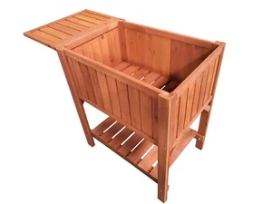Hochbeet mit Tisch Pflanzkasten Frühbeet Gemüse Kräuter Folie Balkon Blumen Holz - Bild 1 von 6