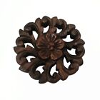 10cm Round Wood Carving Wall Hanging Thai Hand Carved Art Relief Panel Decor