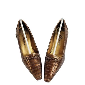 Delman Gold Snake Skin Design Vintage Shoes, Size 7.5 - Picture 1 of 8