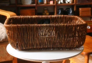Vintage Wicker Storage Basket Rustic Shop Display 42cm x 26.5cm x 14cm - Picture 1 of 8