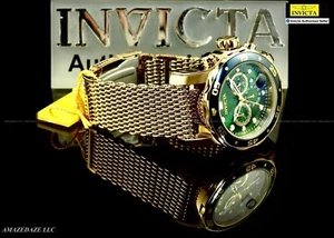 NEU Invicta Herren 48mm ProDiver Scuba Chrono Mesh Armband grünes Zifferblatt SS Uhr!! - Bild 1 von 7