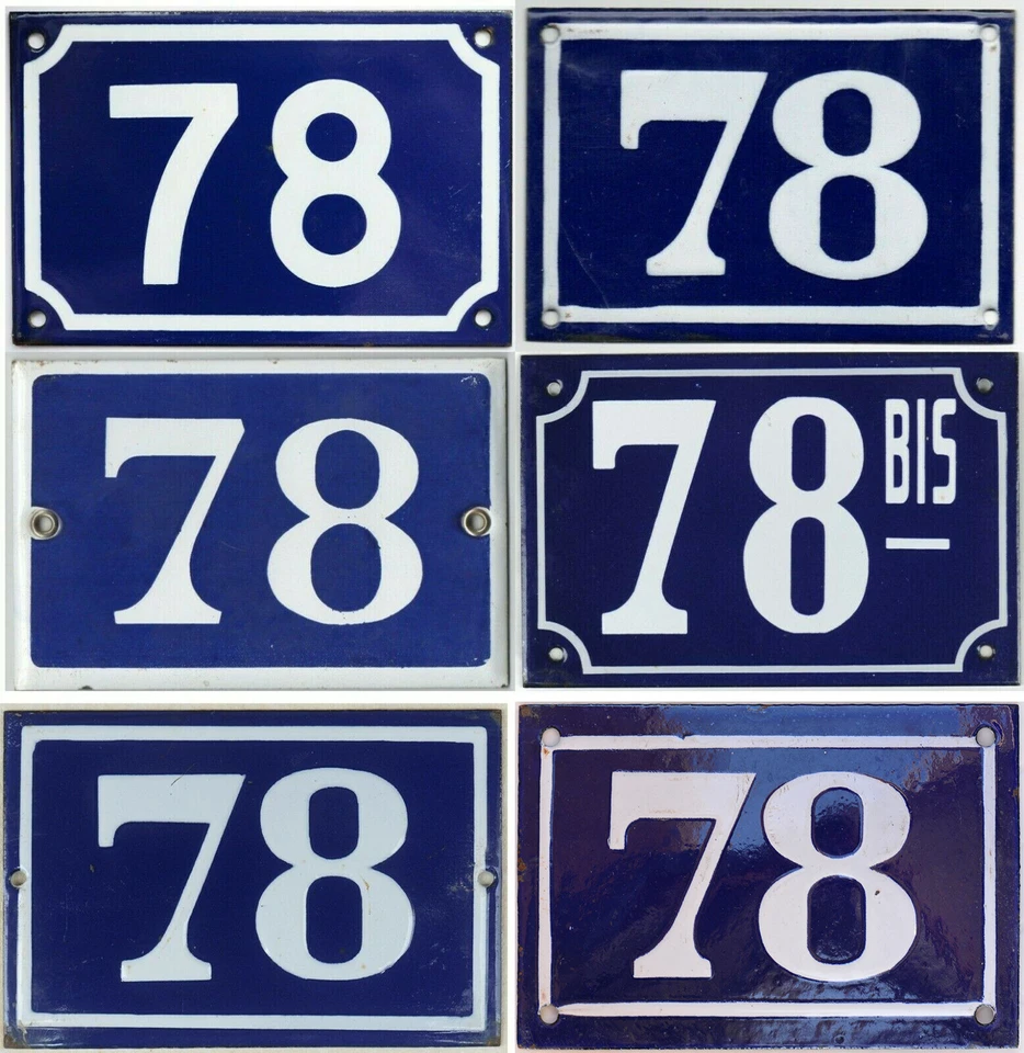 Antiga casa francesa azul número 78 porta portão parede cerca placa placa placa - Imagem 1 de 1