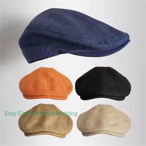 Primavera Hombres Algodón Lino Gatsby Gorra Hiedra Sombrero Conducción Plano Cabbie Newsboy - Imagen 1 de 28