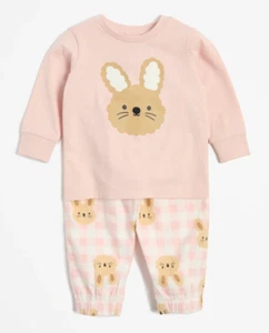 Girls size 1 pink Bunny Cotton top flannel pants pyjamas pjs Target NEW FP 871 - Bild 1 von 4