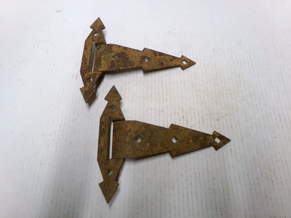 Antiga alça de ferro vintage porta celeiro armário dobradiças estilo flecha rústico - Imagem 1 de 4