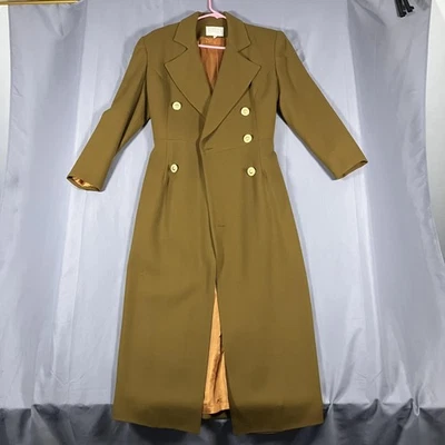 Abrigo Midi Alberto Makali Mujer 38 Verde Oliva Doble Pecho Cinturón Foto 1 de 4