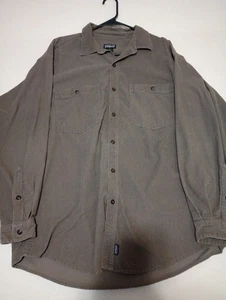 Patagonia Button Up Shirt Mens L Gray Bluffside Micro Corduroy Long Sleeve - Picture 1 of 12