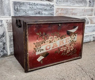 Antiguo gabinete victoriano Milwis Bestouse flor pintada 2 estantes lata pastel seguro Foto 1 de 4