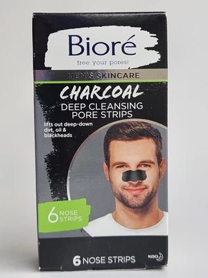 Bioré Biore Men's Skincare Charcoal Deep Cleansing Pore Strips 6 Count - Image 1 of 3