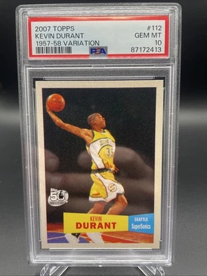 Kevin Durant RC PSA 10 2007-08 TOPPS 1957-58 VARIACIÓN #112 PARALELO SEATTLE Foto 1 de 2