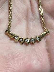 Vtg 14 Karat Gelbgold 2,4 mm Venezianische gebogene Diamantbarren Prinzessin 16,5" Halskette - Bild 1 von 8