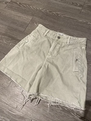 Pantalones Cortos Vaqueros Zara Mujer Verde Claro Lavado Desgastado Corte Súper Lindos Talla 4 Foto 1 de 4