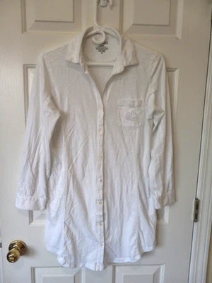 LAUREN RALPH LAUREN Women's White Cotton Button Lounge Pajama Tunic Top M - Image 1 of 4