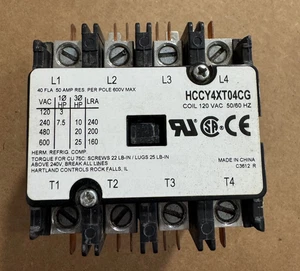Hartland Controls HCCY4XT04CG Contactor 4P 40A 120V Bobina Nuevo con Envío Gratis - Imagen 1 de 3