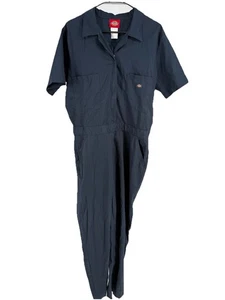 Dickies Work Coveralls Mens XL Navy Blue Full Zip Short Sleeve Utility Jumpsuit - Picture 1 of 6