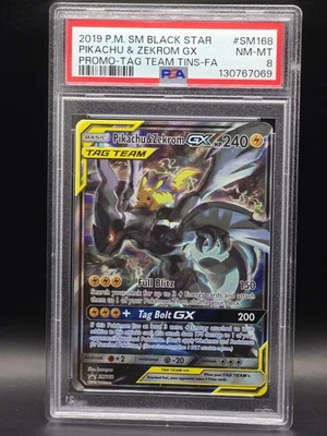 Pikachu & Zekrom GX Tag Team Sun & Moon Promo Holo Card PSA 8 - Image 1 of 2
