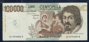Der Republik Italienisch - Banknote - 100.000 Livre Caravaggio 1° Typ 1983 - - Bild 1 von 2