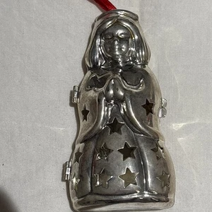 Vintage Reed and Barton versilbert Engel Ornament aufklappbar öffnet Sterne Weihnachten - Bild 1 von 5