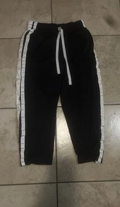 Nike Boys Track Pants Jogging Black White Fleece Lined Athletic Size M - Picture 1 of 5
