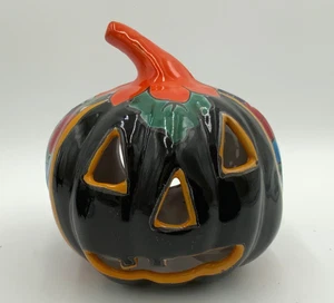 Talavera Mexican Pottery Pumpkin Jack O Lantern Halloween Hand Painted - Picture 1 of 9