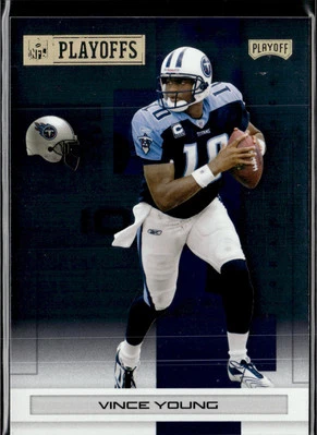 2007 Playoff NFL Playoffs #97 Vince Young Gold Metalized #/149 Titans - Image 1 of 2