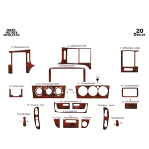 Opel Vectra B 1995-2002 20 piezas kit de cubierta de tablero interior madera - Imagen 1 de 14