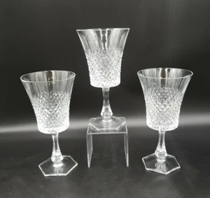 Gorham Crystal DIAMOND (HEX BASE) Set(s) 3 Water Goblets EXCELLENT Heavy Cut - Picture 1 of 4