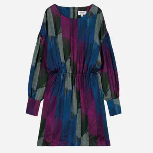 NWT Chloe Stora Robe Something Silk Abstract Print Multi Color Dress Size 38