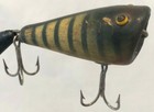 Vintage 2-1/2 Inch Unbranded Wooden Topwater Popper Fishing Lure Perch Pattern