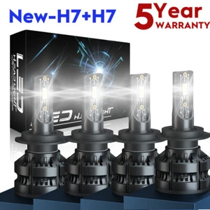 4x H7 LED Headlight Bulb Kit High Low Beam 200W 30000LM Super Bright 6000K White - Picture 1 of 17
