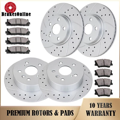 ​Front & Rear Brake Rotors Pads for Toyota Camry 2012-17 Slotted Drilled Brakes - Image 1 of 4