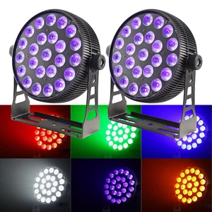 2pcs Aluminum 24X18W RGBWA UV 6IN1 LED Slim Par Light For DJ Stage Party Wedding - Picture 1 of 11