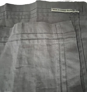 Williams Sonoma Pleated Edge Linen Table Runner Charcoal Grey Size 16” X 108” - Picture 1 of 9