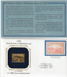U.S. COVERS: #372 HUDSON-FULTON CELEBRATION ISSUE 22KT GOLD REPLICA COVER - Picture 1 of 2