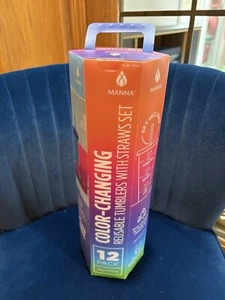 NEW Manna 12 Pack Color Changing Cups Tumblers Lids Straws 24oz COLD REUSABLE - Picture 1 of 9