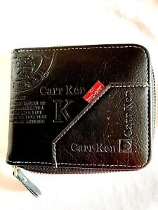 Carr By Ken Unisex Wallet Zippered All Around Multiple Sections Marked Leather