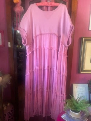 Exquisite Free People Moonlit Orchid Whimsical Chiffon Ruffle Party Dress L NWOT - image 1 of 4