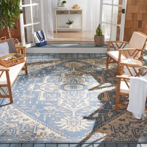 SAFAVIEH Indoor Outdoor BHS138N Beach House Cream / Blue Rug - Picture 1 of 27