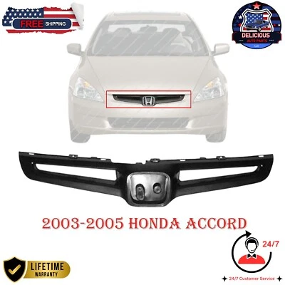 New Black Front Bumper Grille for 2003-2005 Honda Accord 4-Door HO1200157 - Imagem 1 de 4