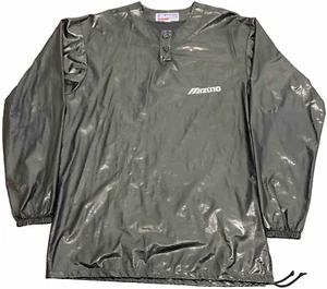 Vintage World Win Mizuno Polyurethane Black Wet Look Pullover Jacket Size XL - Picture 1 of 11