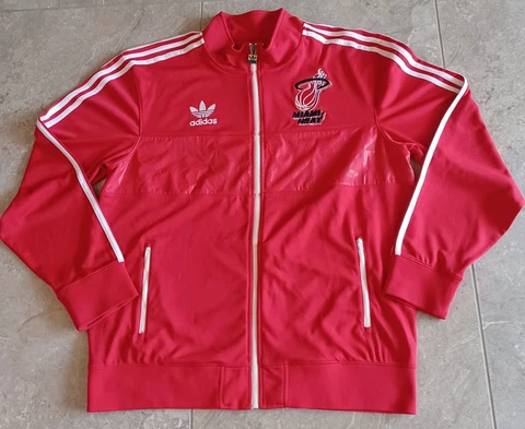 Vintage Adidas Miami Heat Red Zip Embroidered Track Warm  Up Jacket Sz  XL Cover