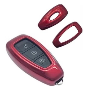 Gloss HARD SHELL CASE 3 BUTTON FOB Fits FORD FOCUS MONDEO KUGA FIESTA ST (RED) - Picture 1 of 5