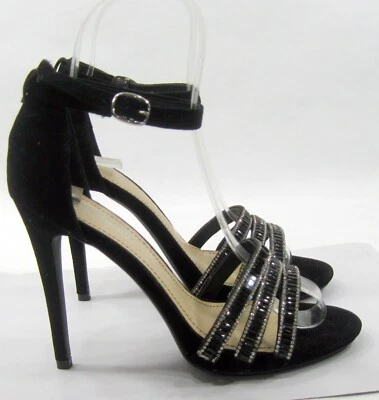 Anne Michelle Black 4.5" heel ankle strap open toe  Shoes  WOMEN Size  5.5 - Image 1 of 4