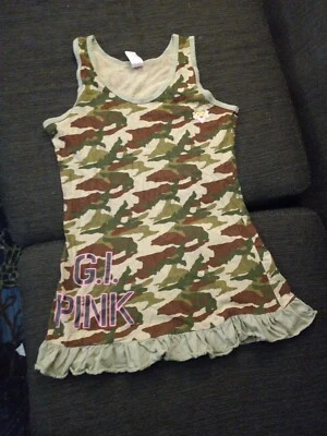 Camiseta sin mangas Pink Panther GI rosa camuflaje con volantes gráfico alta grande/166 Foto 1 de 4