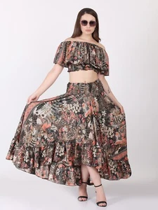 Conjunto de 2 piezas de manga corta y falda fluida para mujer conjunto de 05 piezas lote mixto - Imagen 1 de 12