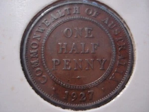 Australian 1927 Half Penny 8 Pearls Coin KGV (NN03) - Picture 1 of 2