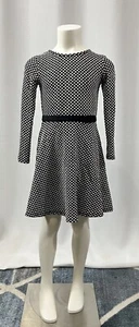Sonoma Life Style Black Polka Dot White Long Sleeve Dress W/ Bow Girls Size 5 - Picture 1 of 3