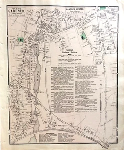 MAPA 1870 WEST GARDNER MASSACHUSETTS ORIGINAL ANTIGUO COLOR. DESDE CERVEZAS ATLAS - Imagen 1 de 6