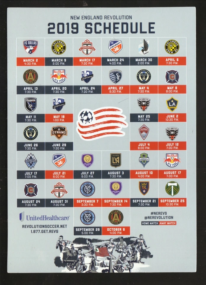 新英格兰革命--2019 磁铁时间表--MLS--联合医疗保健 — 第 1/1 张图片